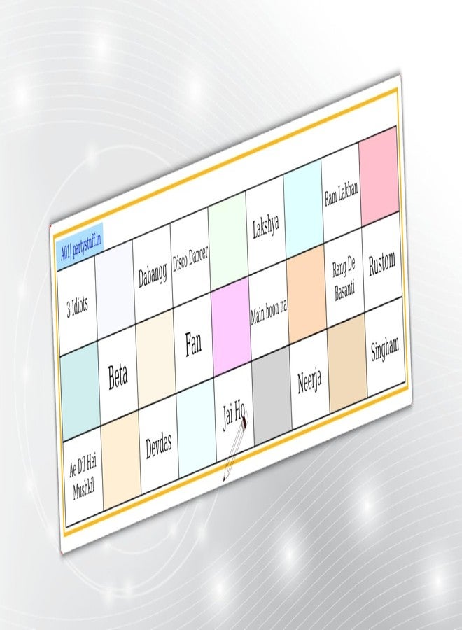 PartyStuff Tambola Housie Tickets Bollywood Movies Dialogues 2 Word Kukuba (20 Cards) - Image 1